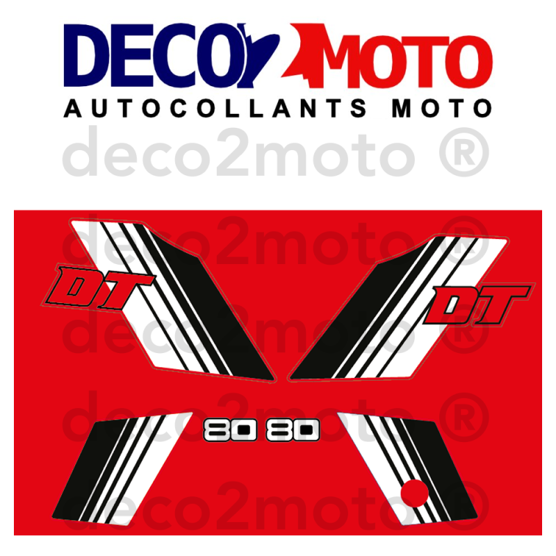 Kit autocollant pour Yamaha 80 DTMX 1981 Réservoir Rouge