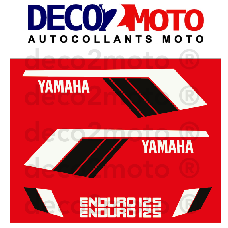 Kit autocollants Yamaha 125 DTMX 1979 réservoir Rouge