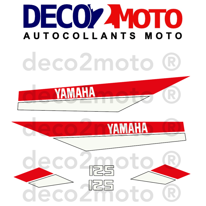 Kit autocollants Yamaha 125 DTMX 1980 pour moto réservoir Noir