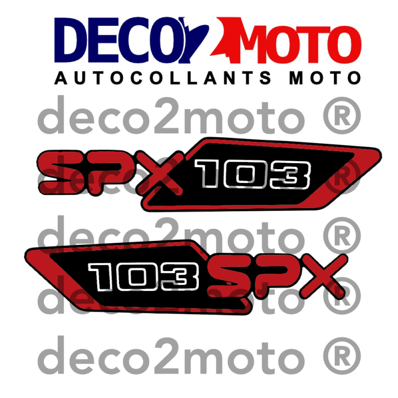 Autocollant Réservoir Peugeot 103 SPX LC phase 1 Noir et Rouge