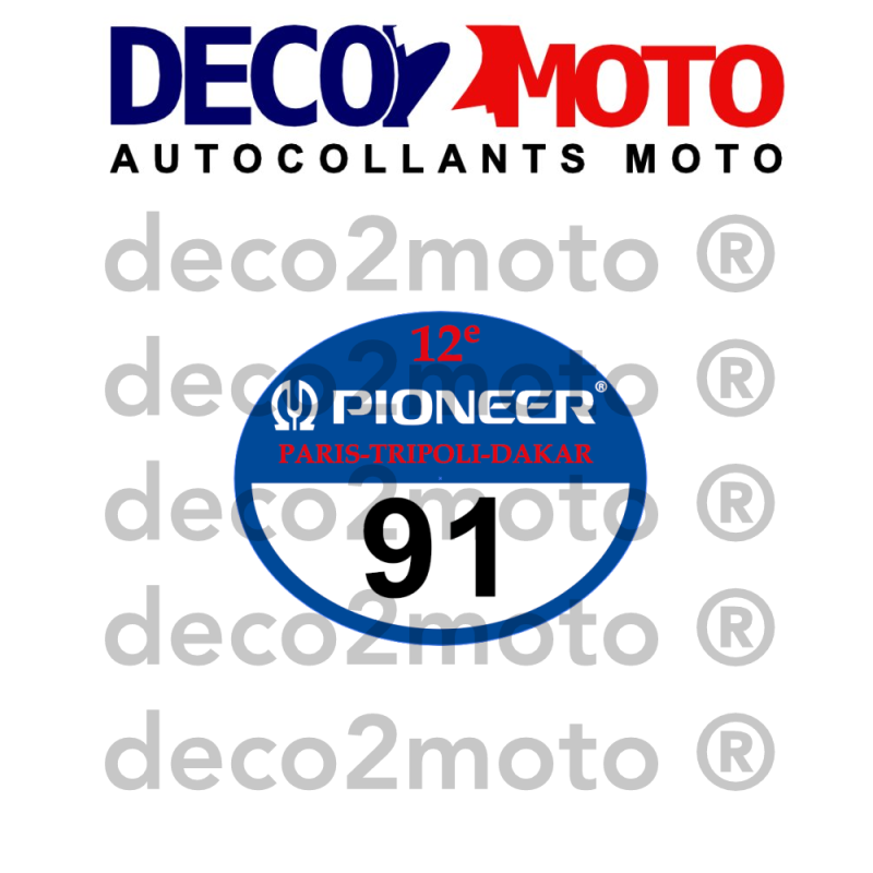 DAKAR 1990 Autocollant porte numéro PARIS DAKAR 1990
