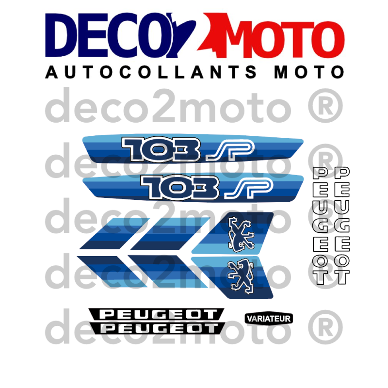 Kit Autocollant Peugeot 103 SP Bleu V2