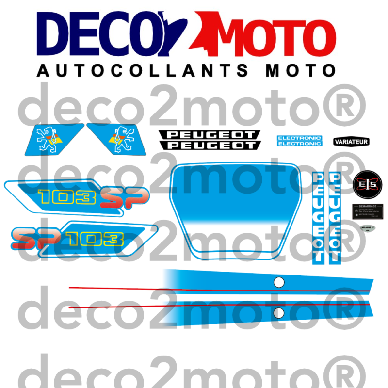 Kit déco Peugeot 103 SP phase 3 Bleu et Blanc