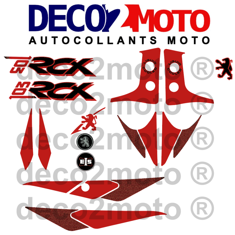 Kit Autocollant Peugeot 103 RCX LC 2 Rouge et Noir